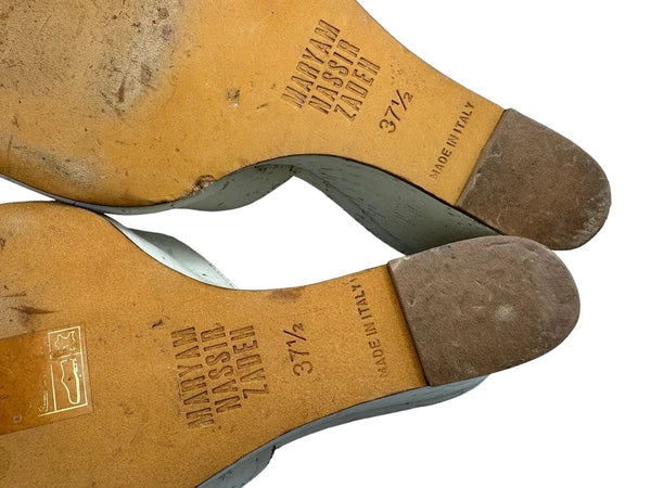 Maryam Nassir Zadeh Wedge Heel Slip On Sandal Burch White EU Size 37.5 US Size 7