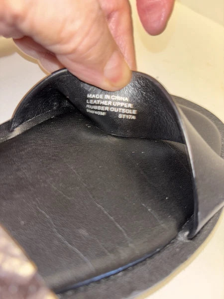 Michael Kors Black Gray Embossed Leather Python Slide Sandals Womens Size 9M