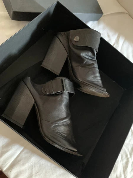 EUC! Marsell Bolla Black Soft Leather Block Heel Slingback Shoe Size EU 37/7