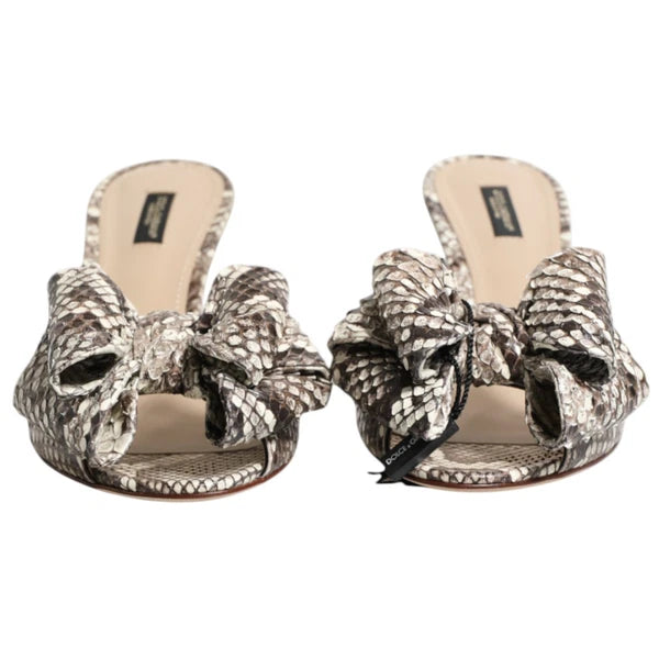 DOLCE & GABBANA Shoes Multicolor Keira Bow Leather Peep Toe Mules EU39 / US8.5