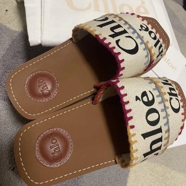 Chloe Sandals Logo Sandals Chloe WOODY SLIDES fashion women beach summer cute