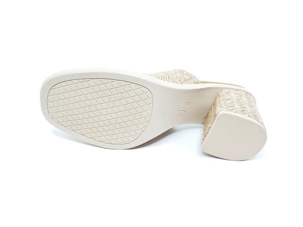 Bravura Woven Slide Sandals Natural Raffia Block Heel Womens Size 10M