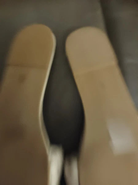 H&M SquareToe Braided Cream Padded Slides Size 5