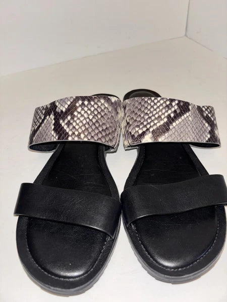 Michael Kors Black Gray Embossed Leather Python Slide Sandals Womens Size 9M