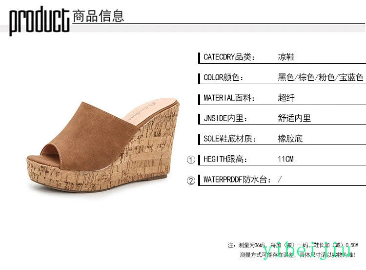 Women's High Wedge Heel Platform Mules Open Toe Sandals Slingbacks Slipper Slide