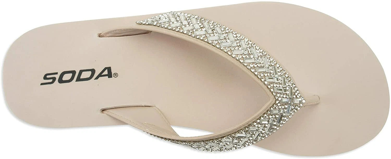 Women Flip Flop Sparkling Jewel Rhinestone Fashion Thong Sandals SODA LEROY-S
