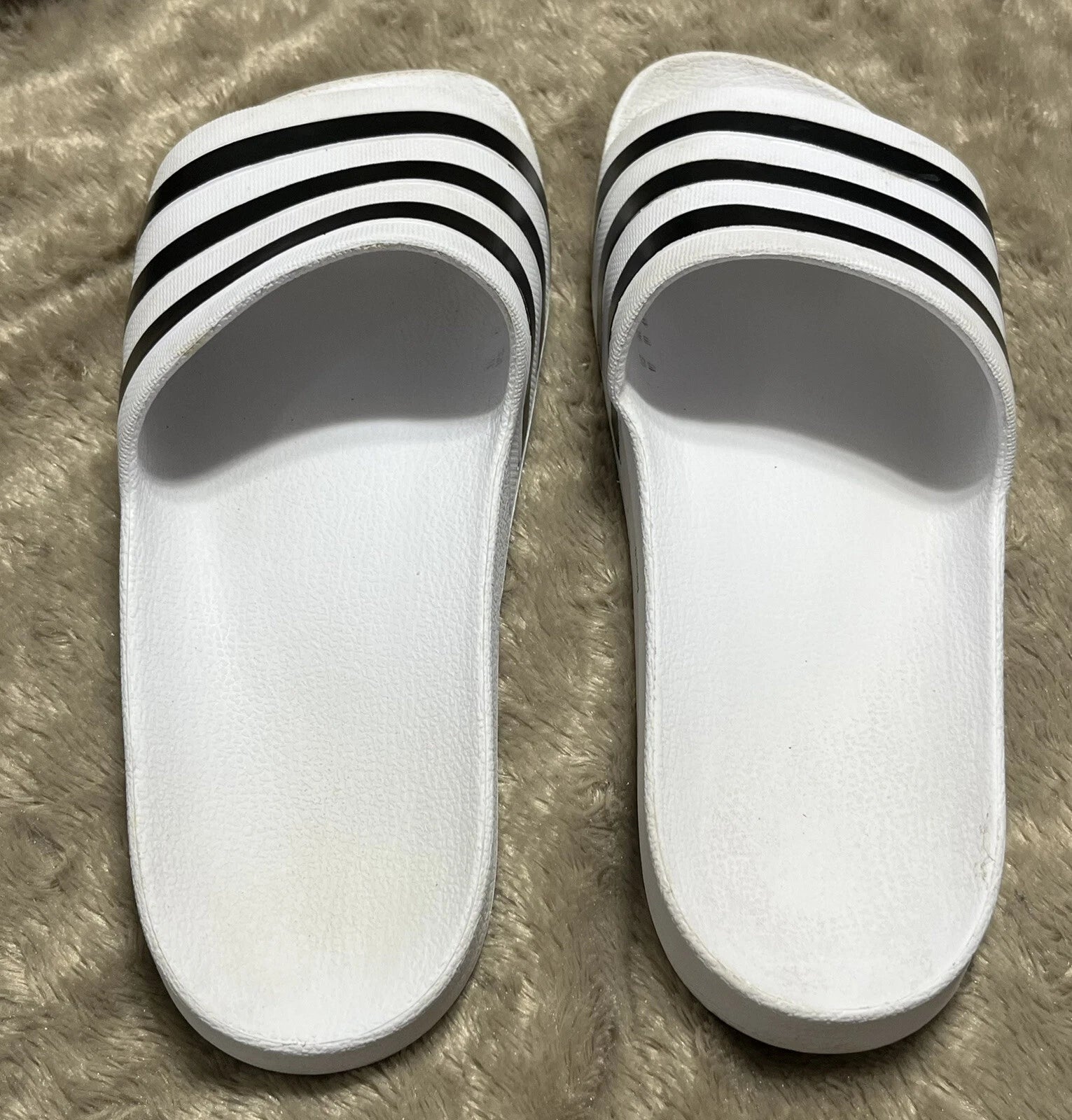 Adidas Adilette Aqua Slides Sandals White/Black Waterproof  - Womens Size 10 VGC