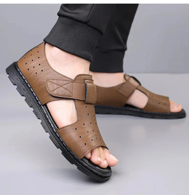 Roman Style British Open Toe Men's Sandals Fashion Hollow Out Flats Shoes Summer