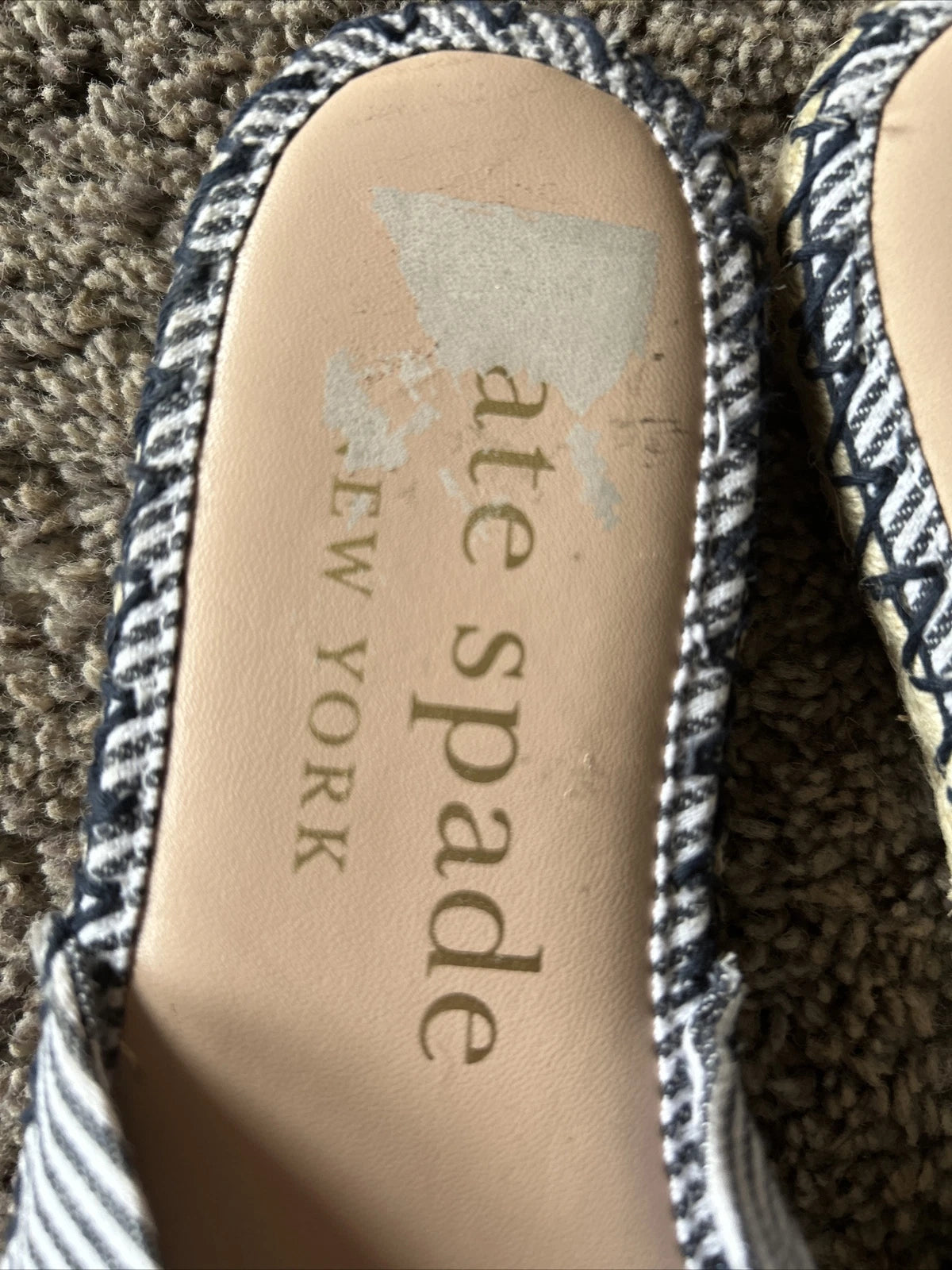 Womens Kate Spade Saltie Shore Sandal Slide Style Canvas Leather US 8.5 eu 39