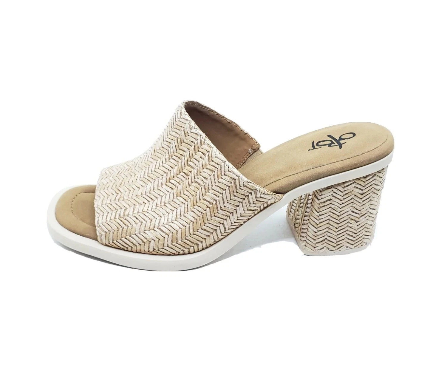 Bravura Woven Slide Sandals Natural Raffia Block Heel Womens Size 10M