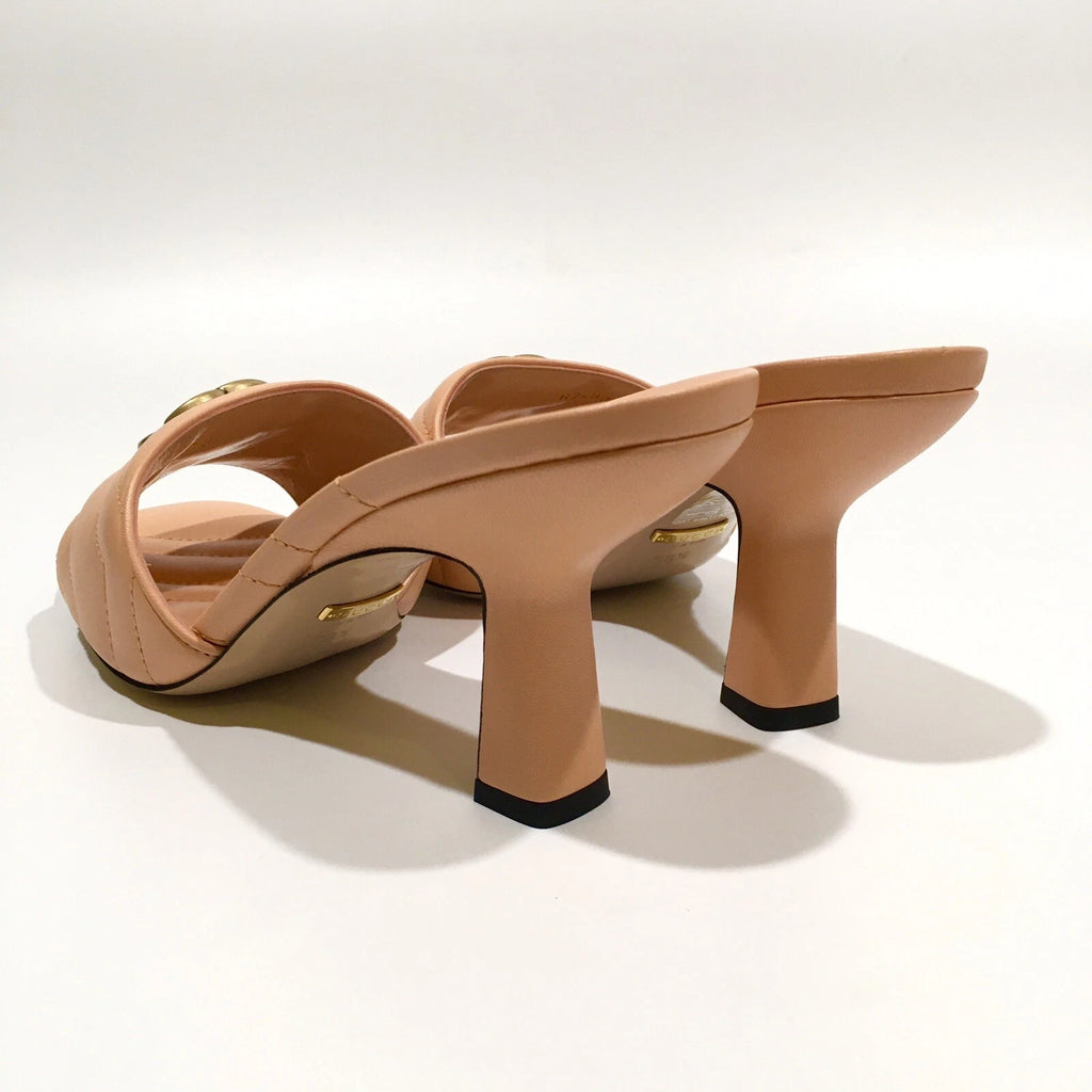GUCCI GG MARMONT QUILTED LEATHER MULE SANDAL -PEACH -US 8.5 -NEW