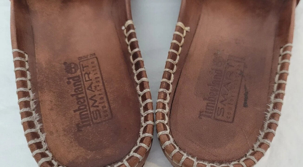 Timberland Womens Slide Sandals Brown Leather Smart Comfort System Size 10 M