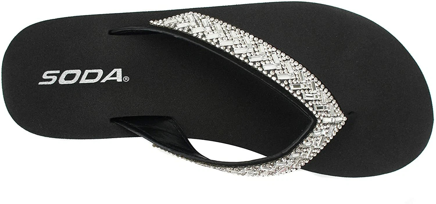 Women Flip Flop Sparkling Jewel Rhinestone Fashion Thong Sandals SODA LEROY-S
