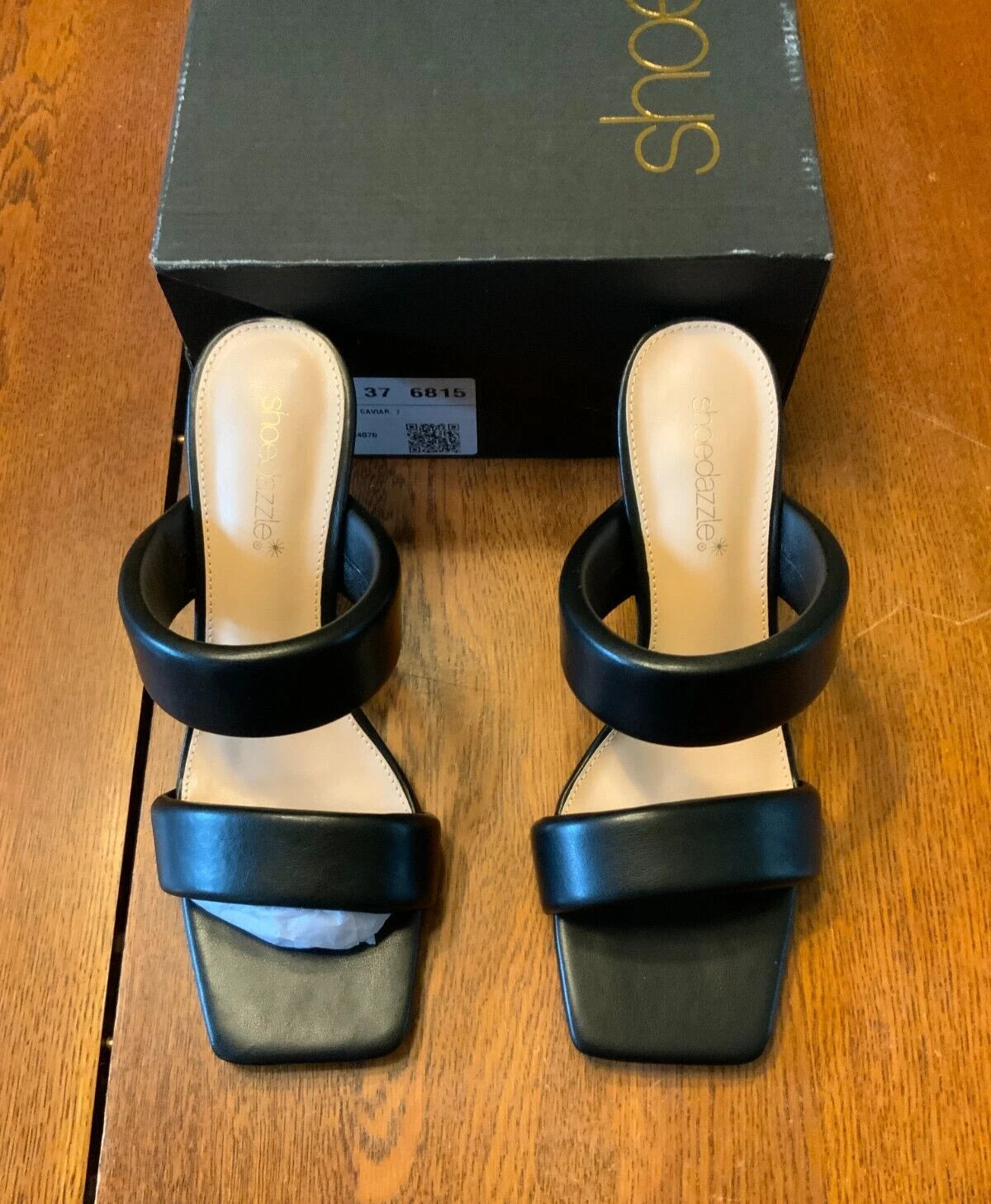 ShoeDazzle Women's Amora Heeled Sandal, Style#HD2354776, Size 7, Black Caviar