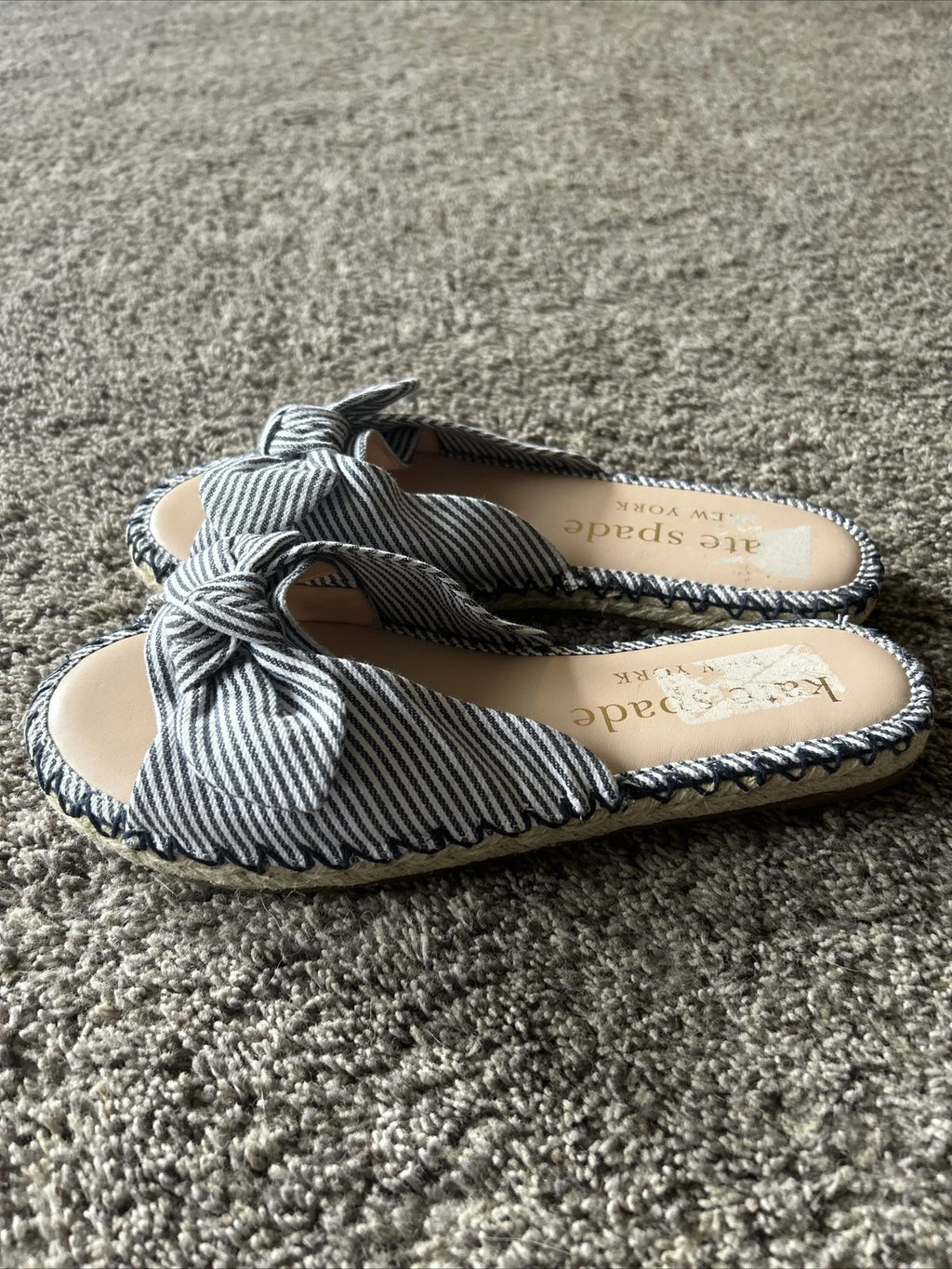 Womens Kate Spade Saltie Shore Sandal Slide Style Canvas Leather US 8.5 eu 39