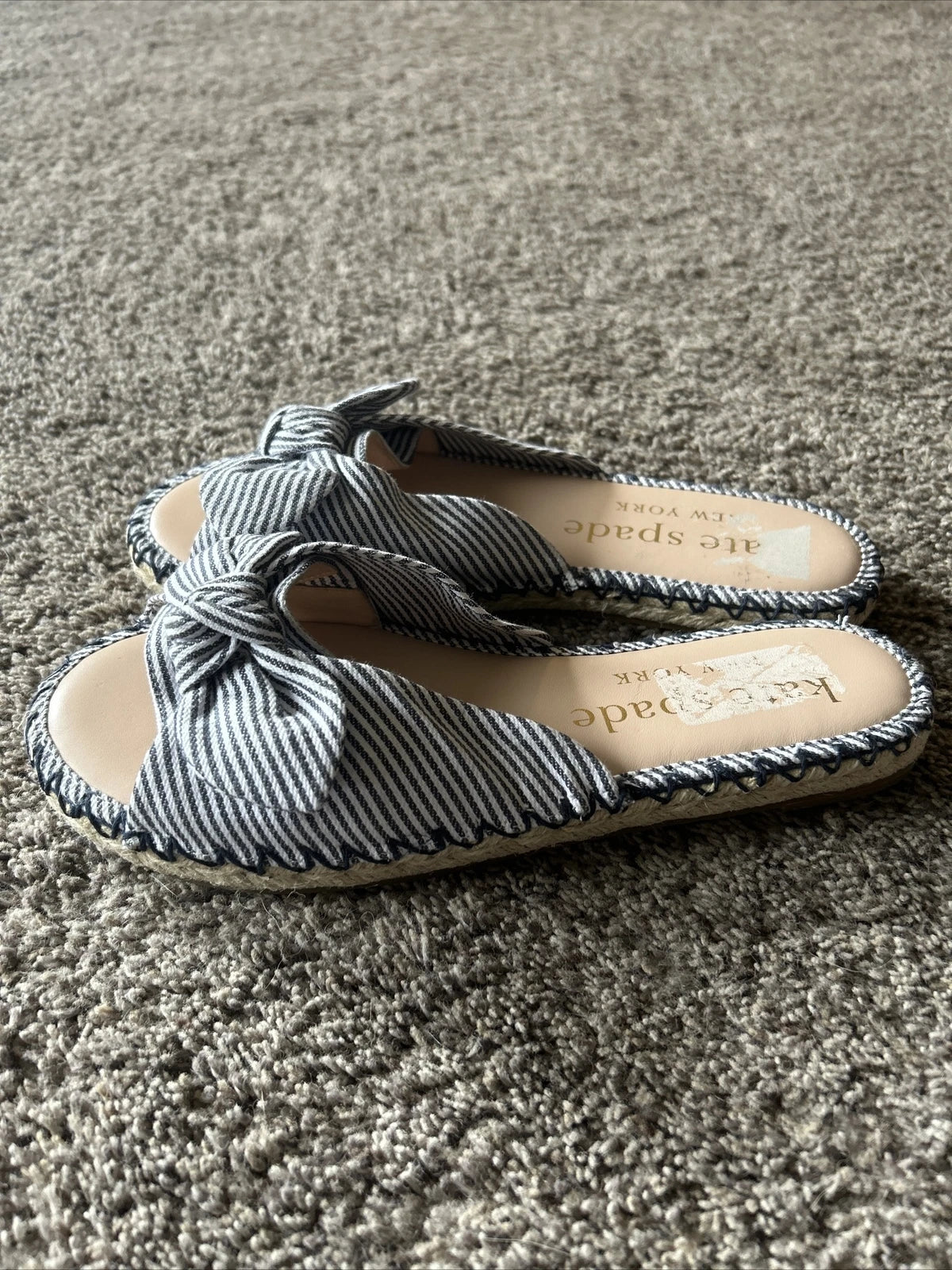 Womens Kate Spade Saltie Shore Sandal Slide Style Canvas Leather US 8.5 eu 39