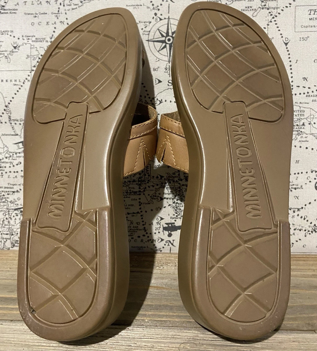 Minnetonka Brown Leather Sandals Size 6 Womens Comfort City Summer