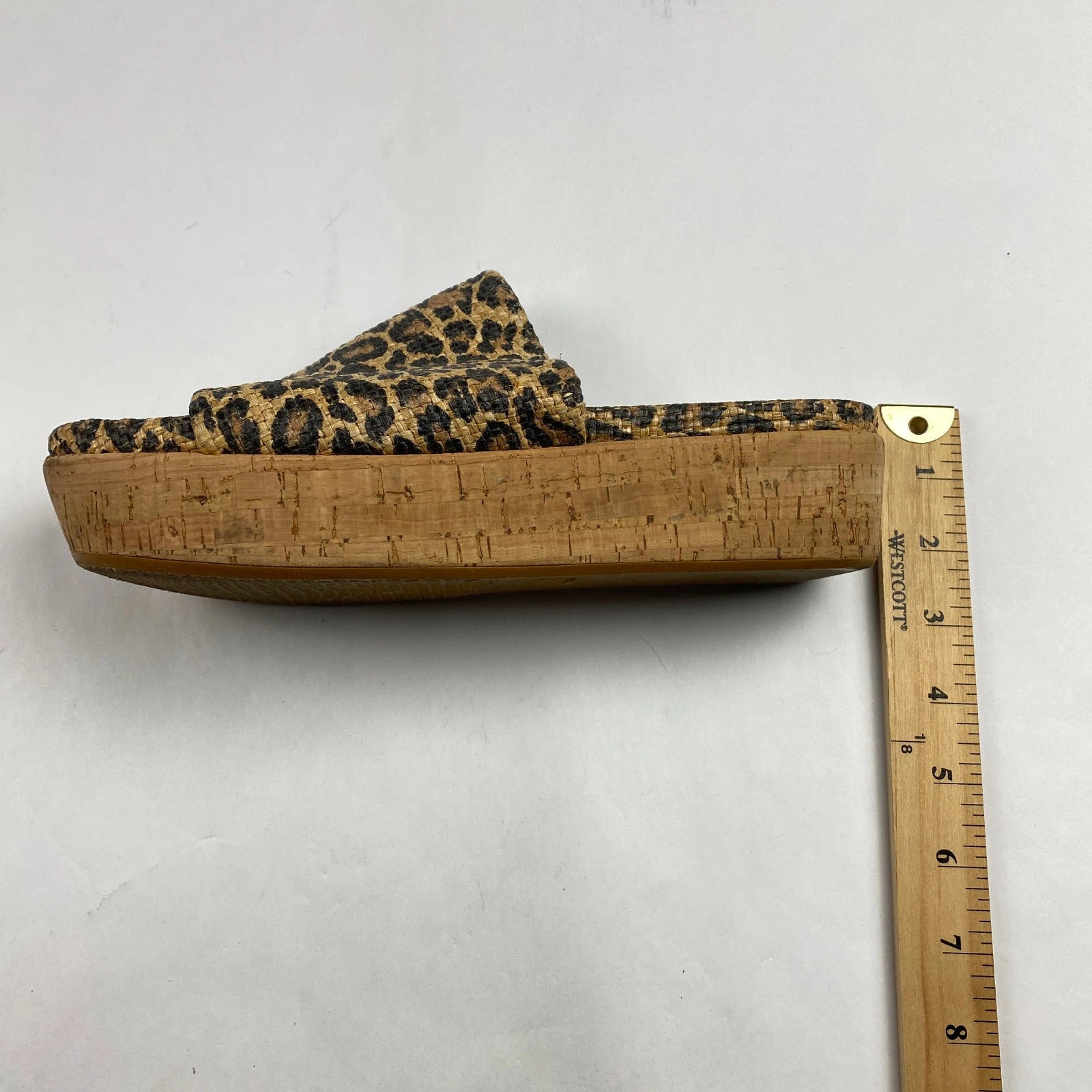 Stuart Weitzman Flatout Leopard Print Wedge Sandal Slide Women's Size 8