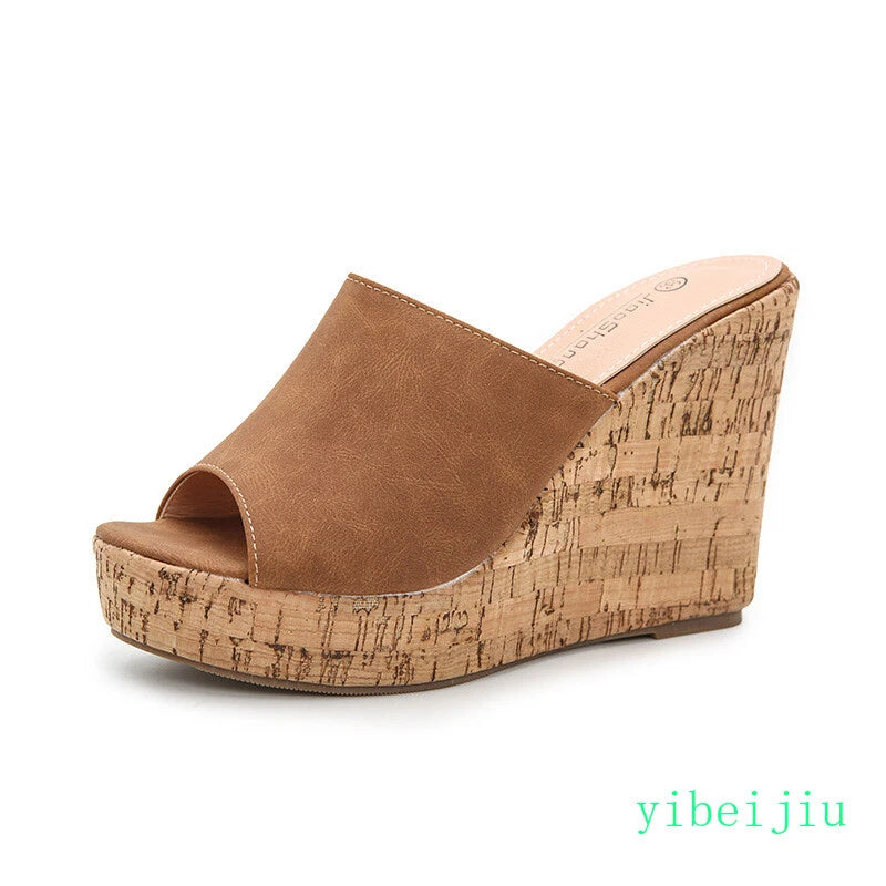 Women's High Wedge Heel Platform Mules Open Toe Sandals Slingbacks Slipper Slide
