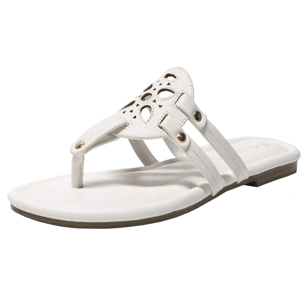 Athlefit Womens Flat Sandals Leather Comfortable Flip Flops Thong Size 11