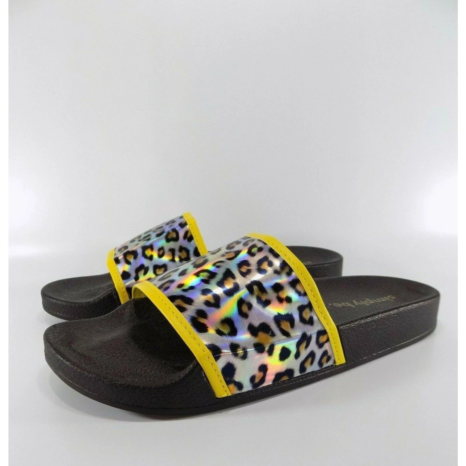 Wide Fit Sandals Flat Slide Size 5 Womens Animal Print Low Shoes Beach Holiday