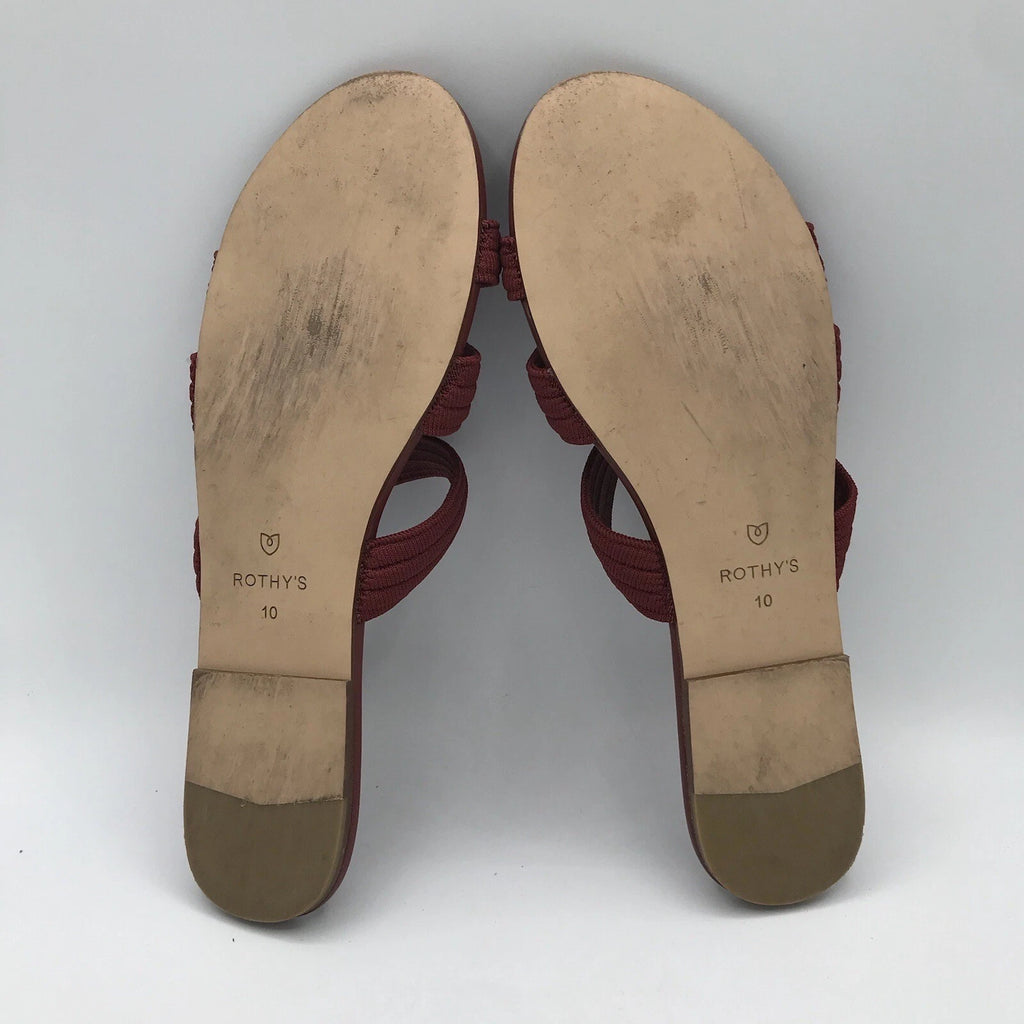 Rothy's Flat Sandals Women's 10 Sangria Red Triple Band Slides Retired Style EUC