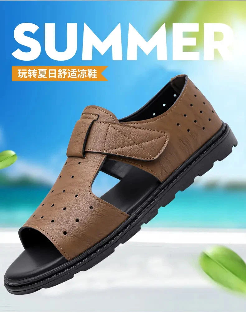 Roman Style British Open Toe Men's Sandals Fashion Hollow Out Flats Shoes Summer