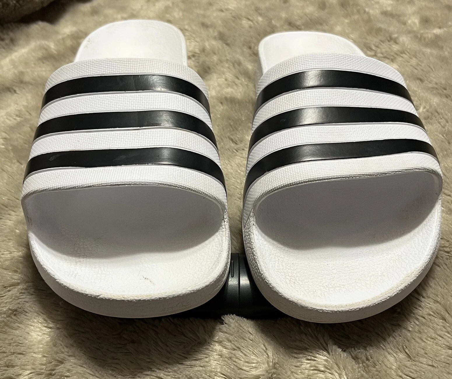 Adidas Adilette Aqua Slides Sandals White/Black Waterproof  - Womens Size 10 VGC