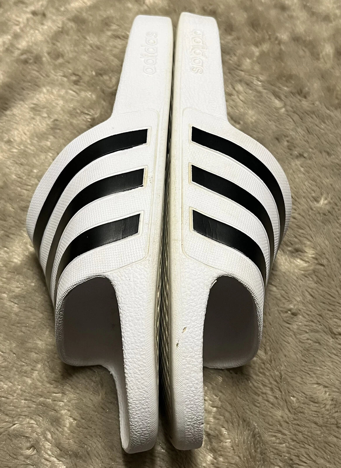 Adidas Adilette Aqua Slides Sandals White/Black Waterproof  - Womens Size 10 VGC