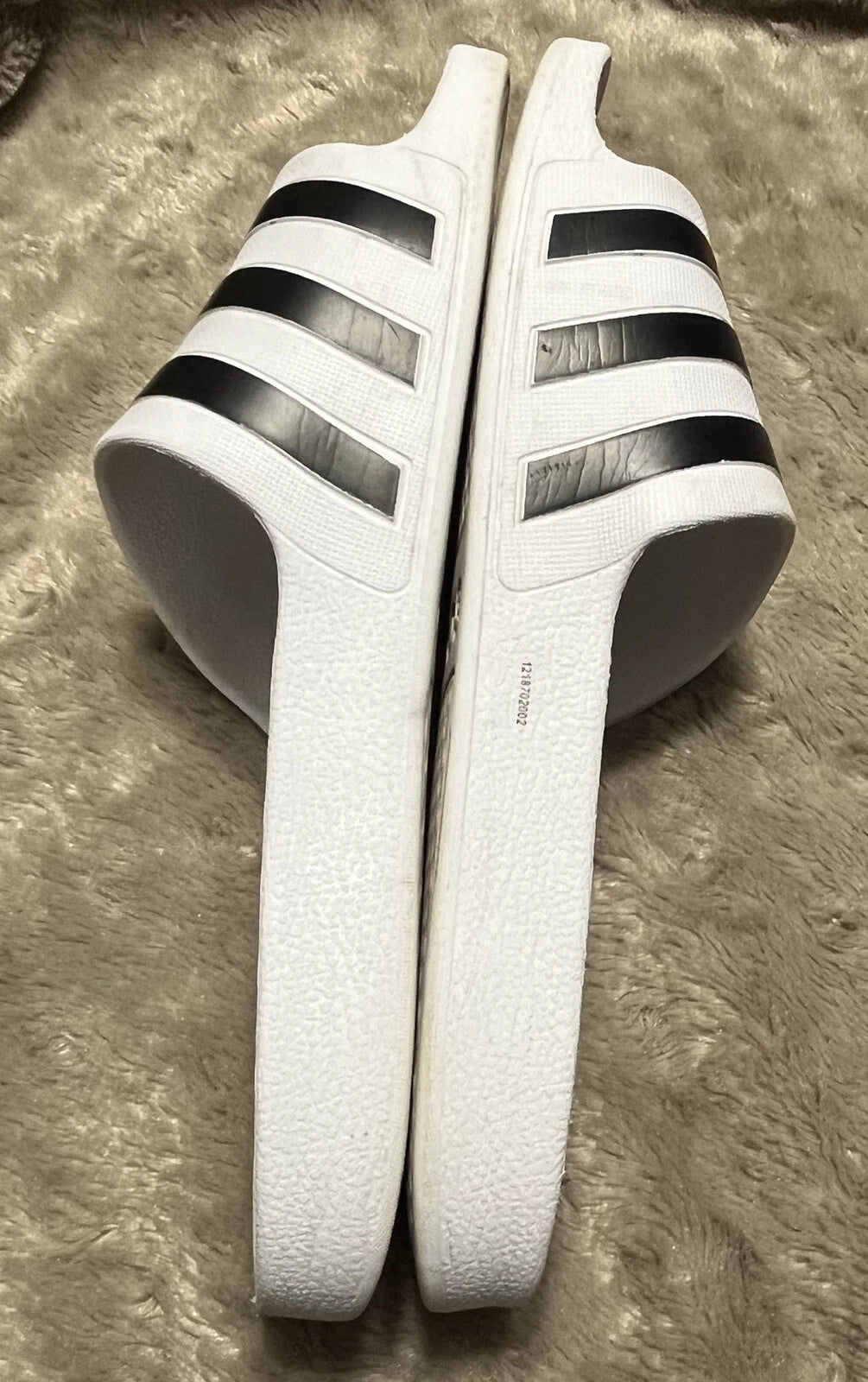 Adidas Adilette Aqua Slides Sandals White/Black Waterproof  - Womens Size 10 VGC