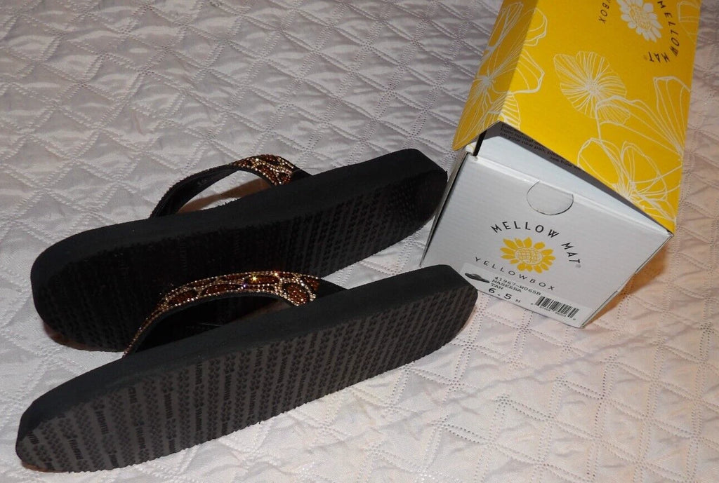 Yellow Box Flip Flop Naseeba Womens 6.5 Tan Leopard Slip-On 41967 Comfort 1" New