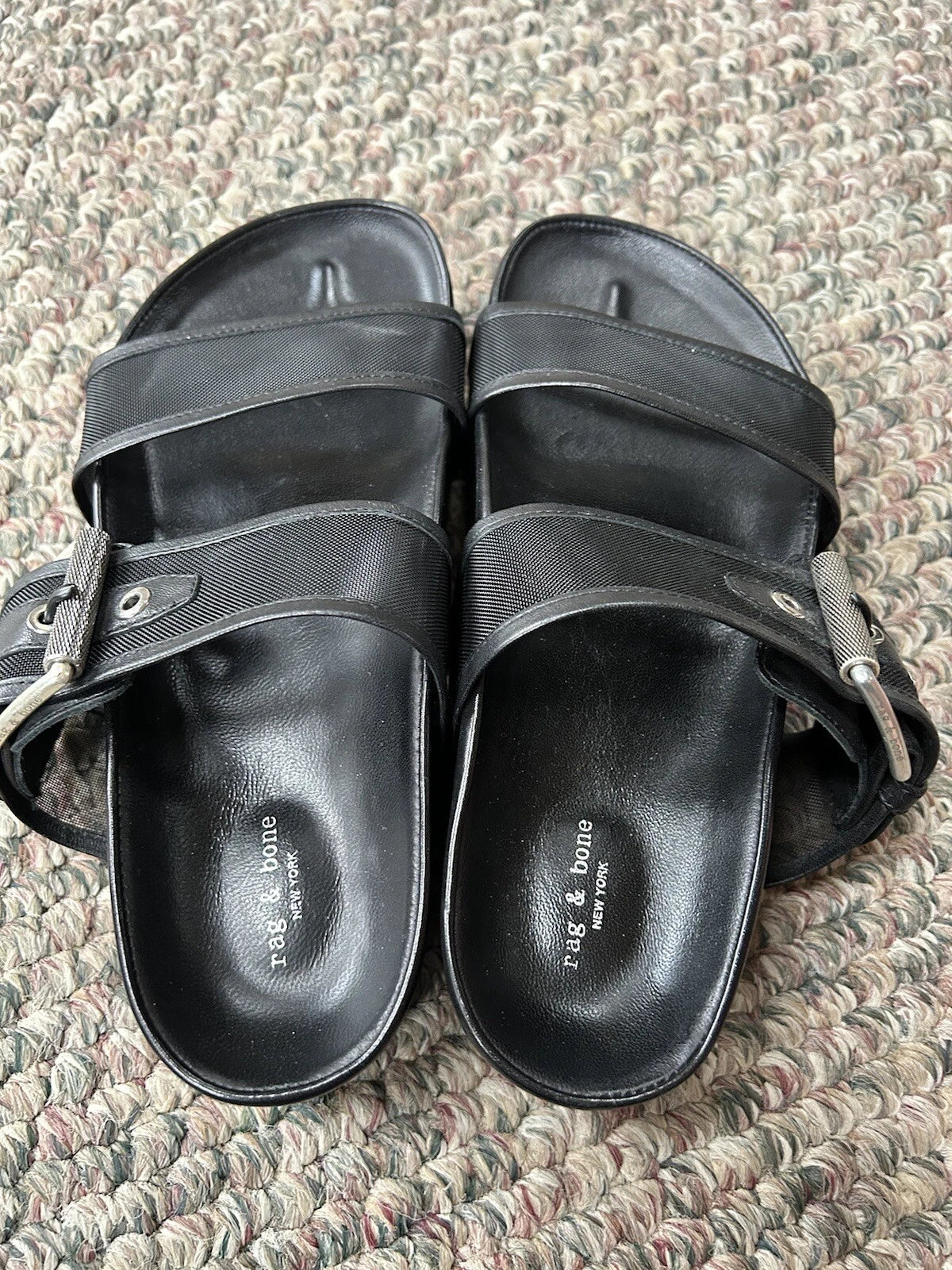 Rag & Bone Evin Mesh & Leather Black Platform Sandals Women’s Size 35
