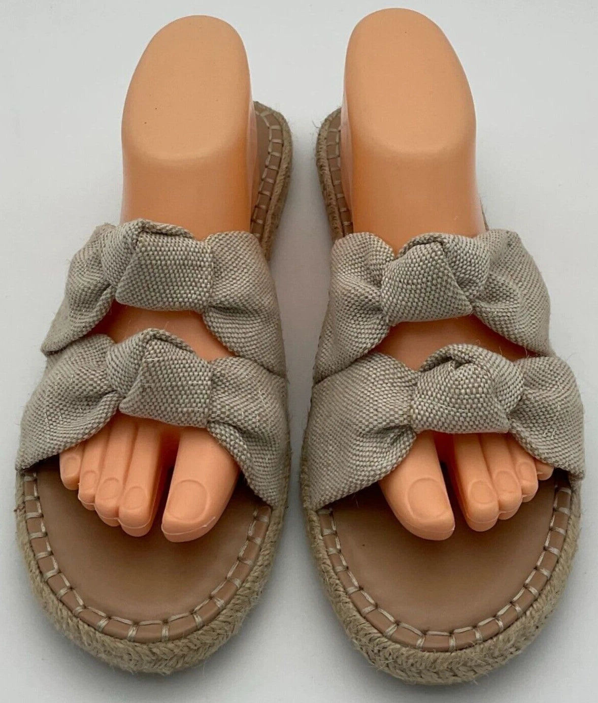 A.New.Day Miriam Double Knotted Natural Hemp-Style Espadrille Slide Sz 11
