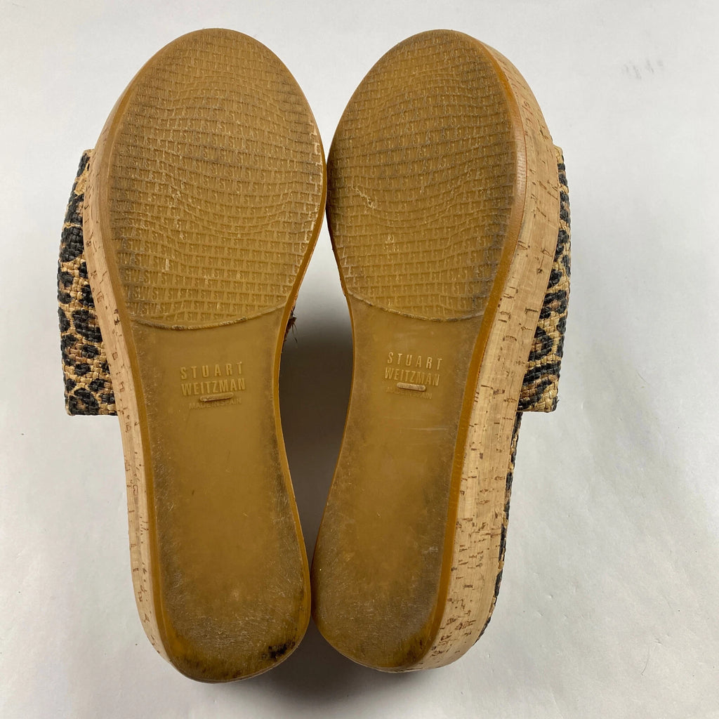 Stuart Weitzman Flatout Leopard Print Wedge Sandal Slide Women's Size 8