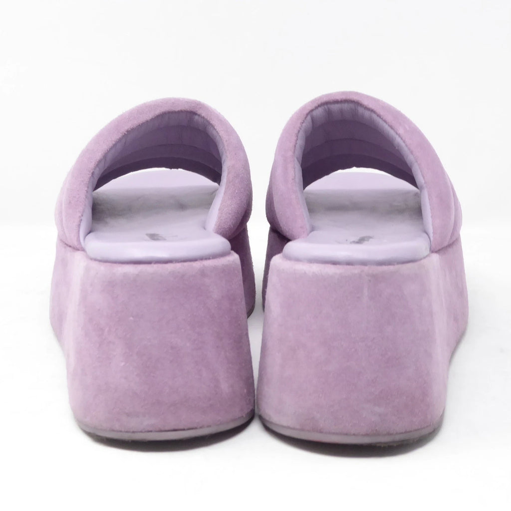 Free People Women Almost Paradise Platform Sandals Purple Suede Slides Sz 36 / 6