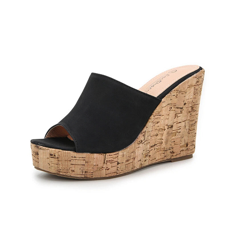 Women's High Wedge Heel Platform Mules Open Toe Sandals Slingbacks Slipper Slide