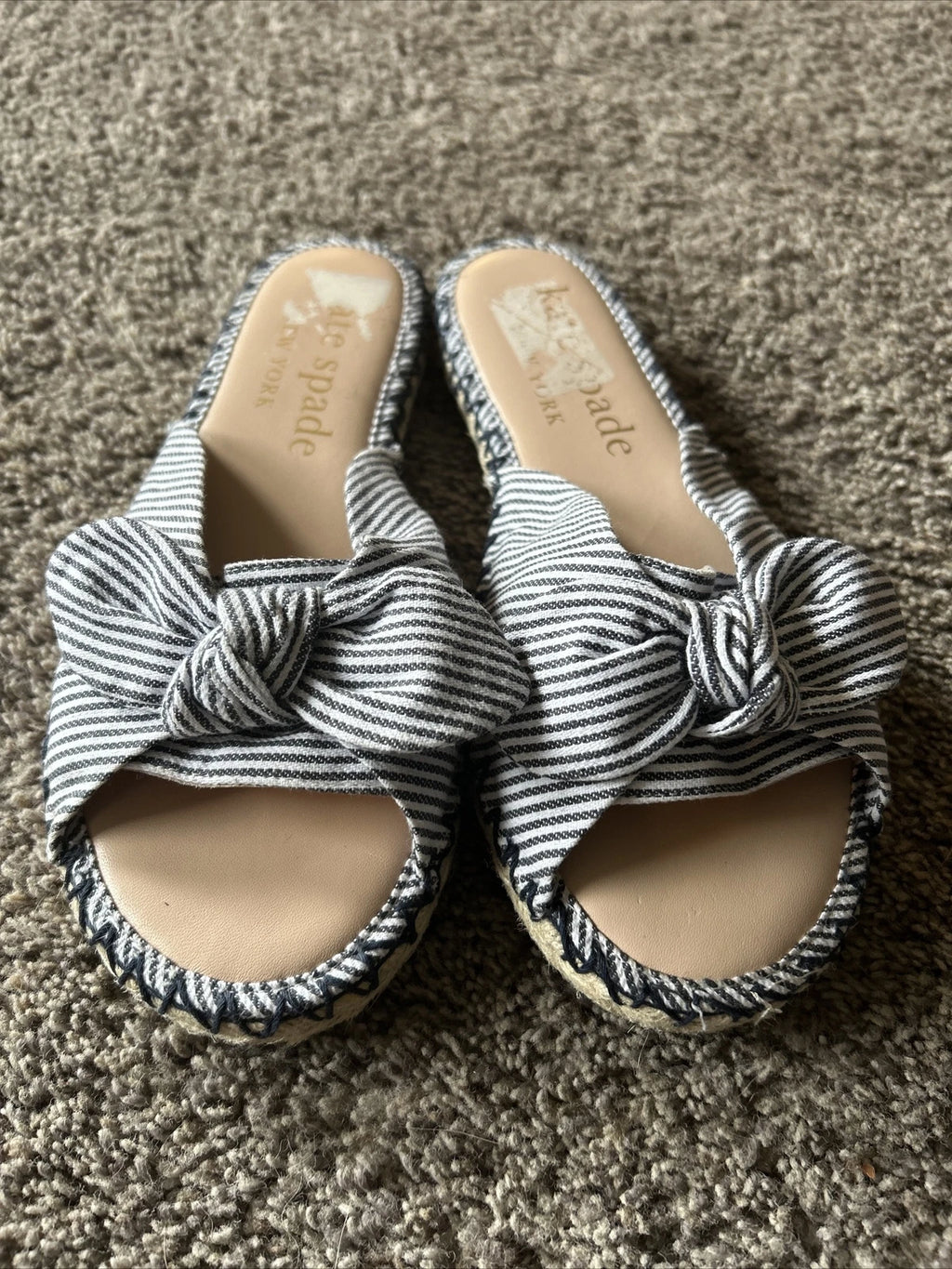 Womens Kate Spade Saltie Shore Sandal Slide Style Canvas Leather US 8.5 eu 39