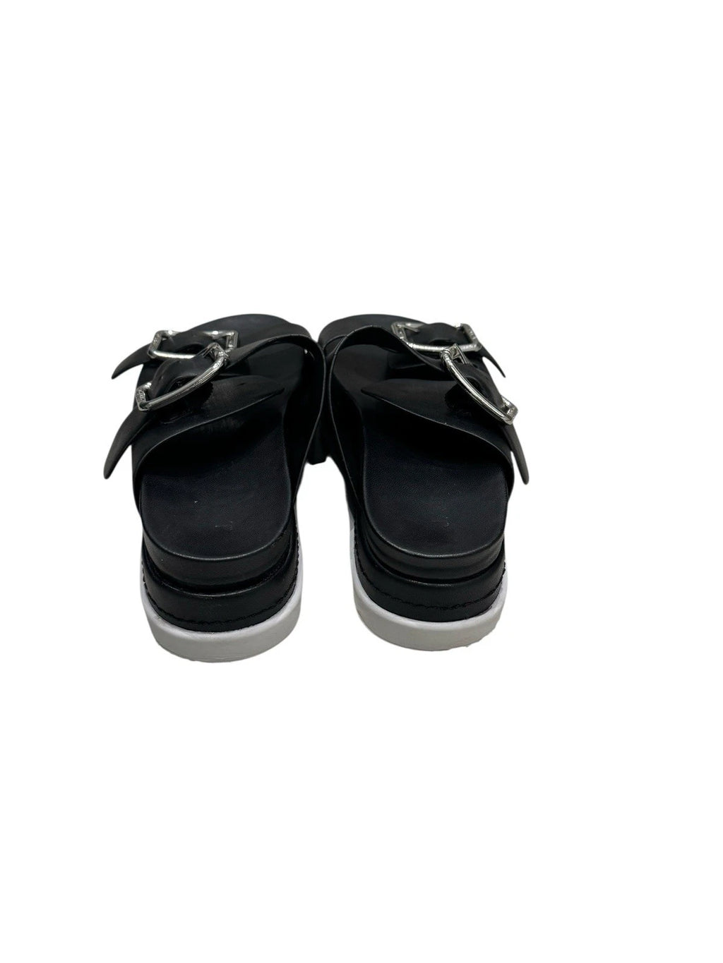 J Slides NYC Black Platform Double Strap Slide Sandals Womens Size 6M