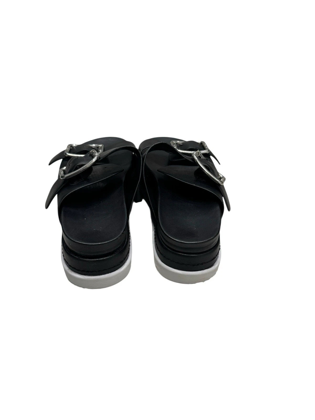 J Slides NYC Black Platform Double Strap Slide Sandals Womens Size 6M