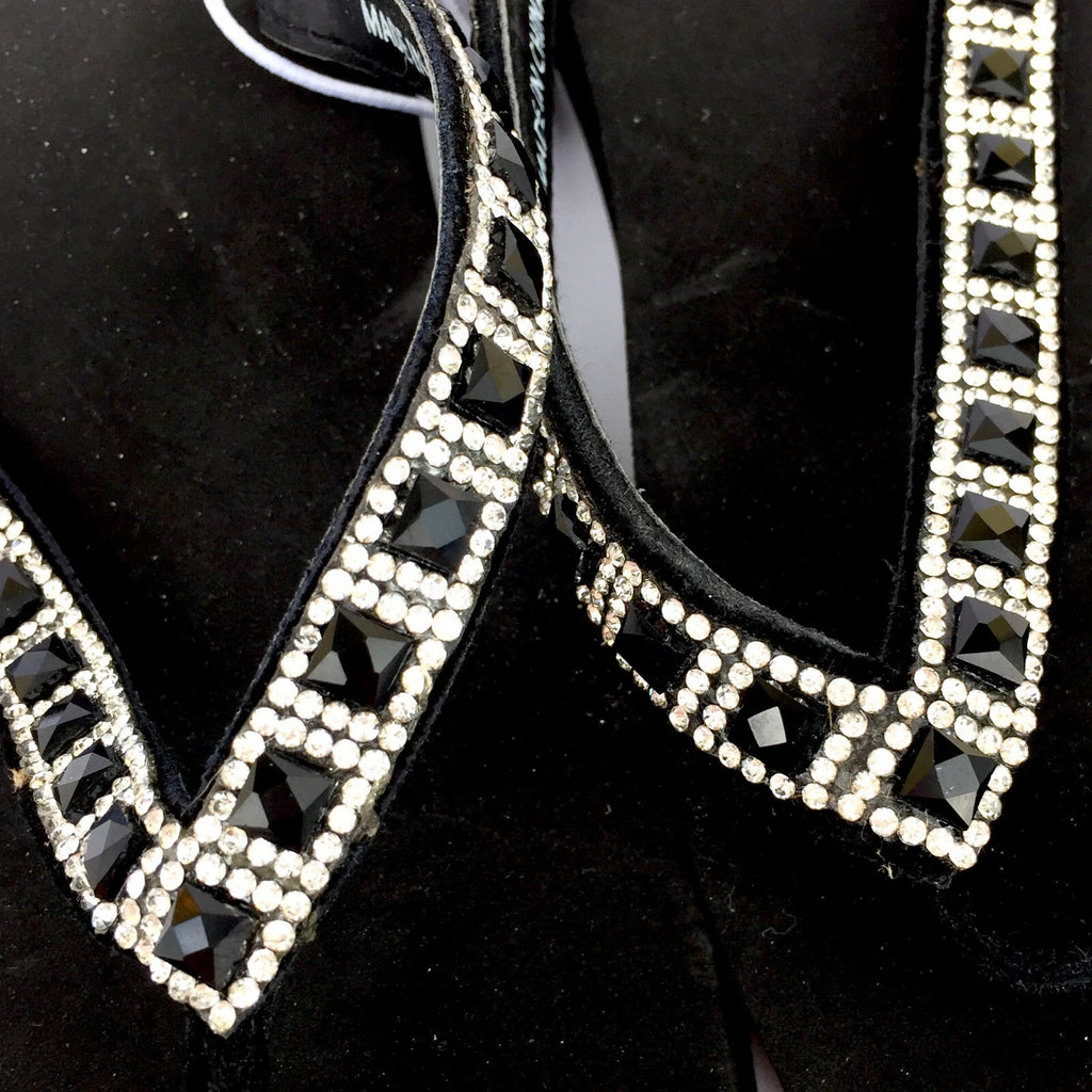 Yellow Box Womens Flip Flops Saydee Sparkle Jeweled Rhinestone Black Sandals