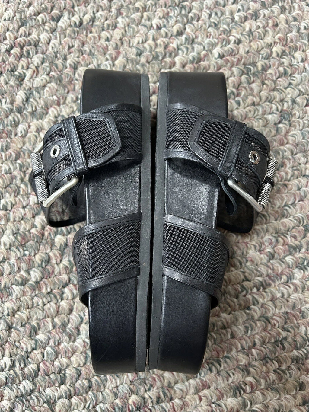 Rag & Bone Evin Mesh & Leather Black Platform Sandals Women’s Size 35