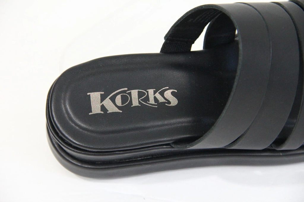 Korks Mya Sandals 6 New Women Wedge Heel Platform Shoe Y2K style Black Leather