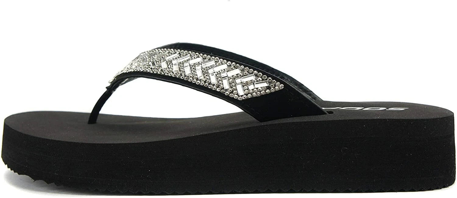 Women Flip Flop Sparkling Jewel Rhinestone Fashion Thong Sandals SODA LEROY-S
