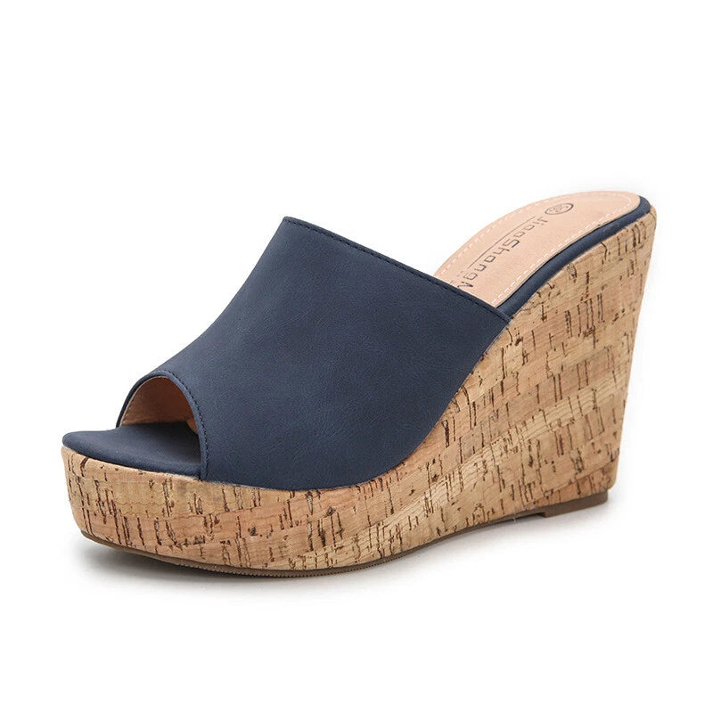 Women's High Wedge Heel Platform Mules Open Toe Sandals Slingbacks Slipper Slide