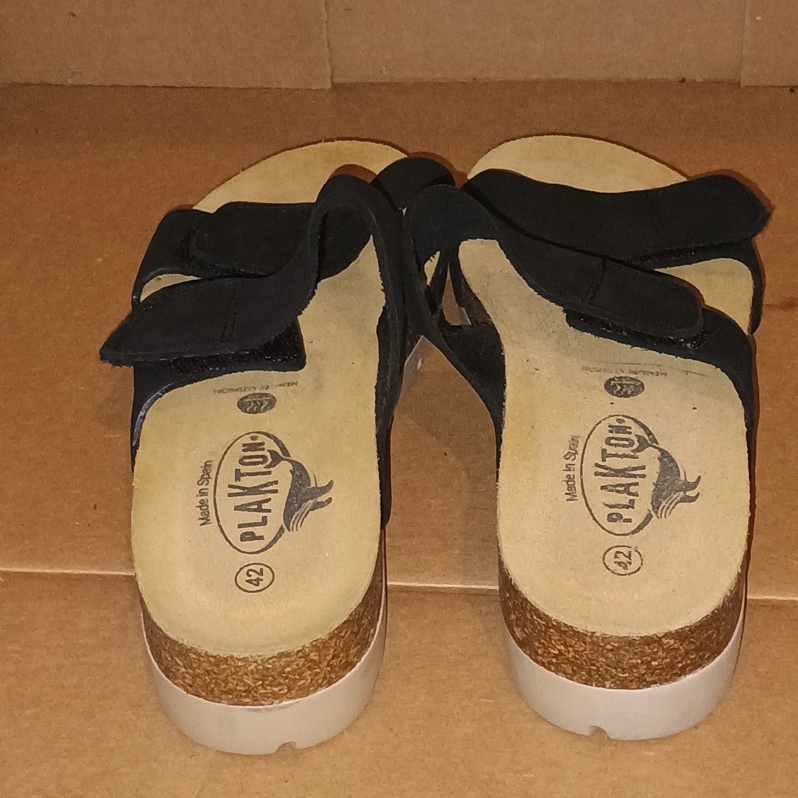 Plakton Women’s Sandals Size 11 Black Cork Footbed Adjustable Memory Cushion