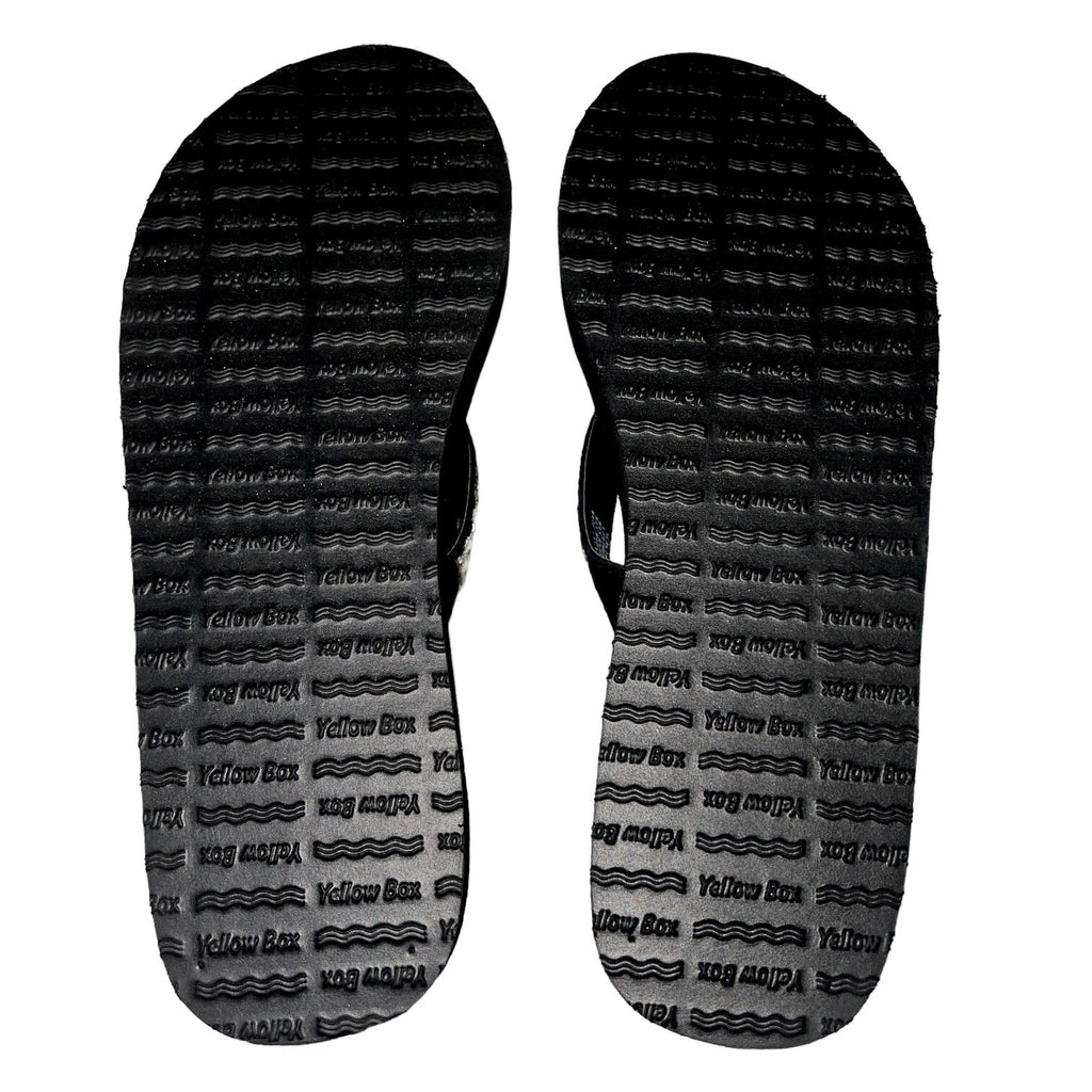 Yellow Box Flip Flops Womens 6.5 Black Clear Rhinestone Wedge Sandals Scalia