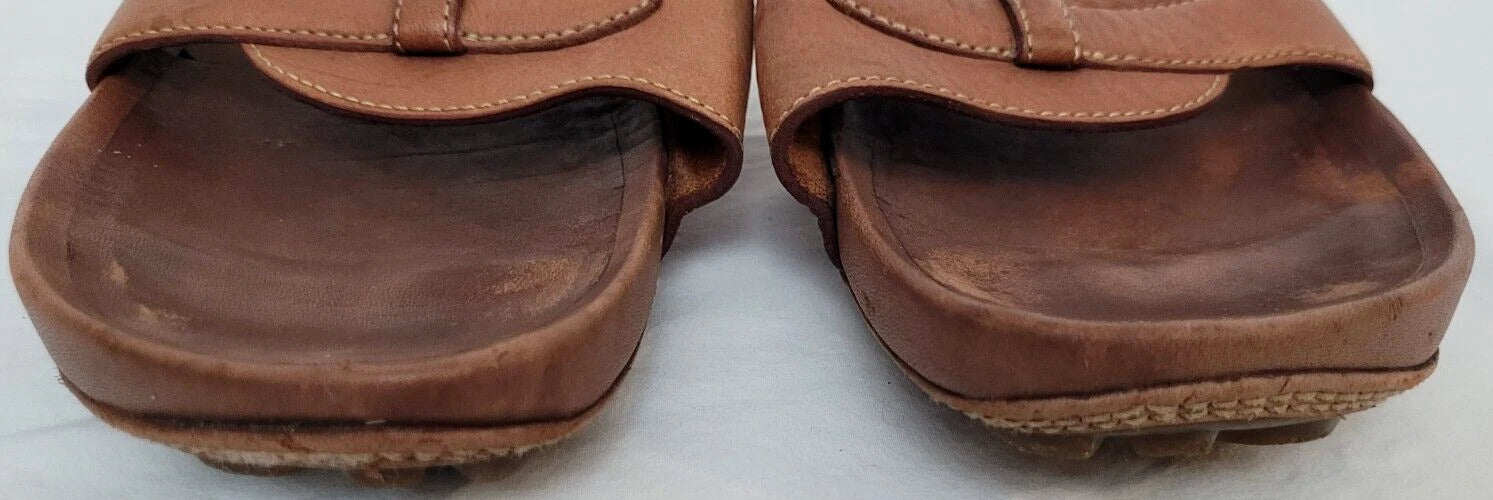 Timberland Womens Slide Sandals Brown Leather Smart Comfort System Size 10 M