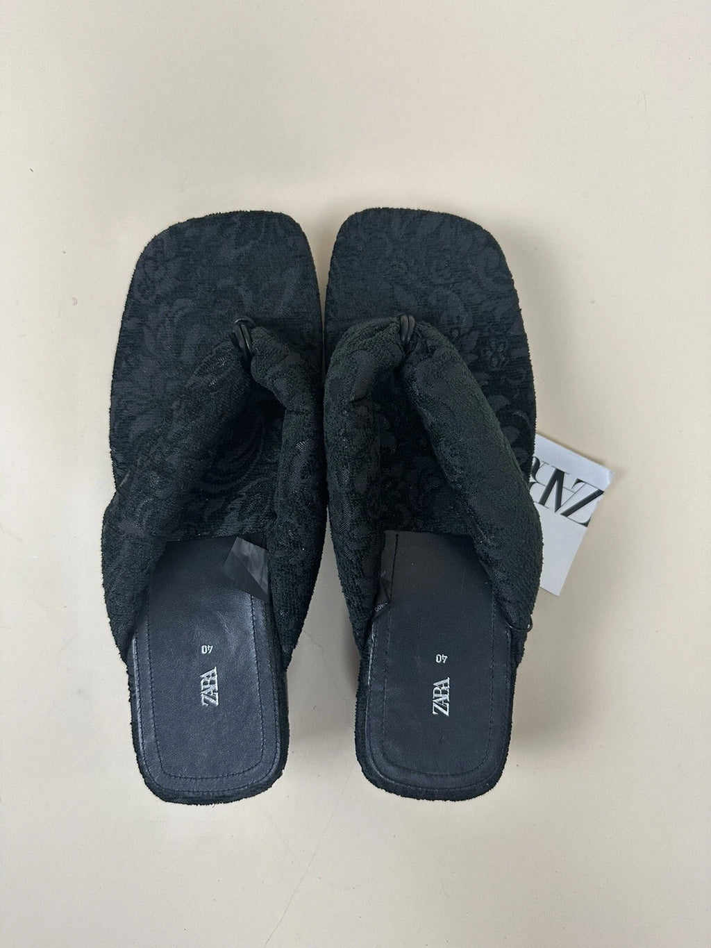 Zara Platform Slide Sandal - Black With Lace - US 9 - Style: 1390/210/800