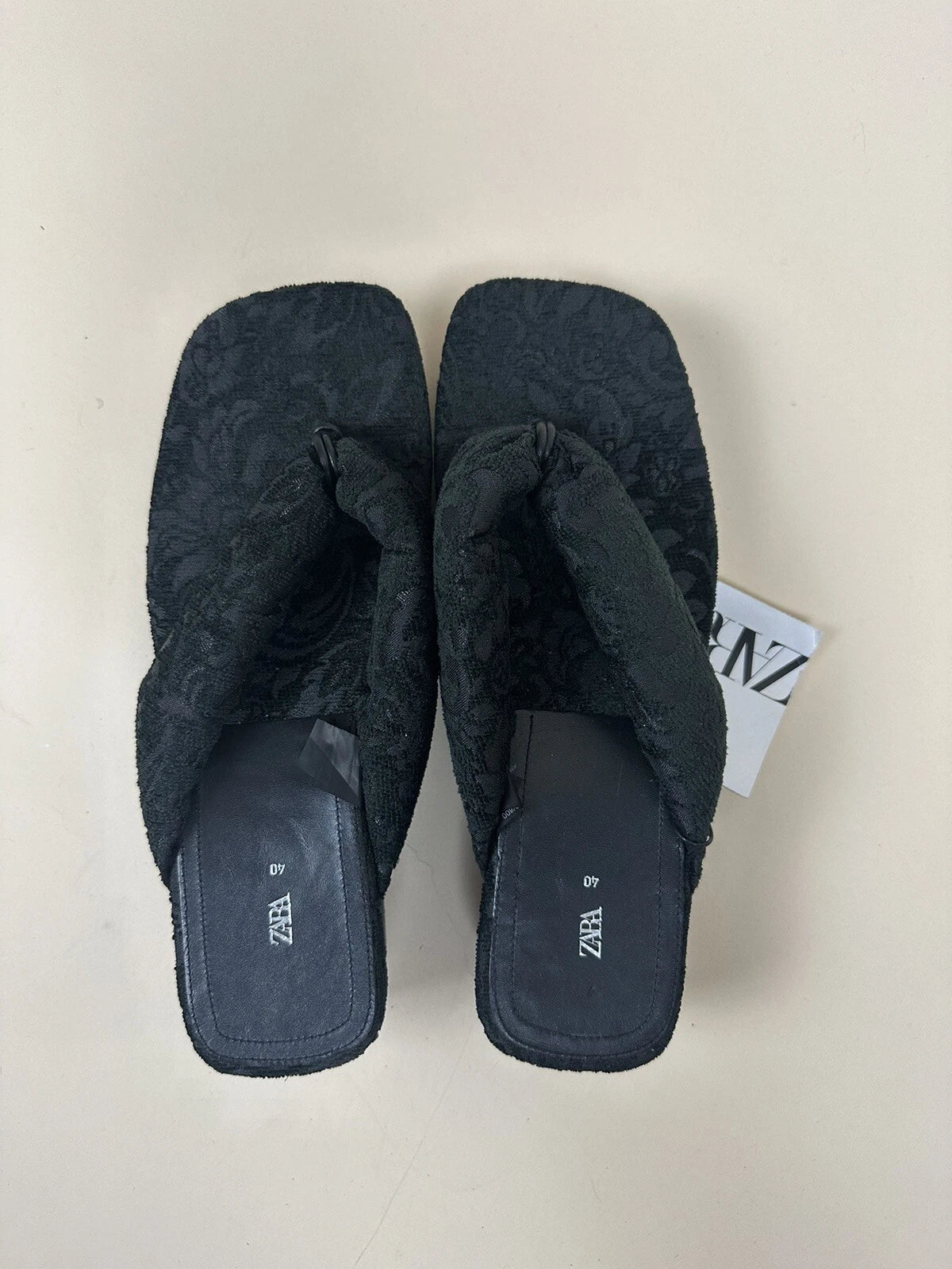 Zara Platform Slide Sandal - Black With Lace - US 9 - Style: 1390/210/800