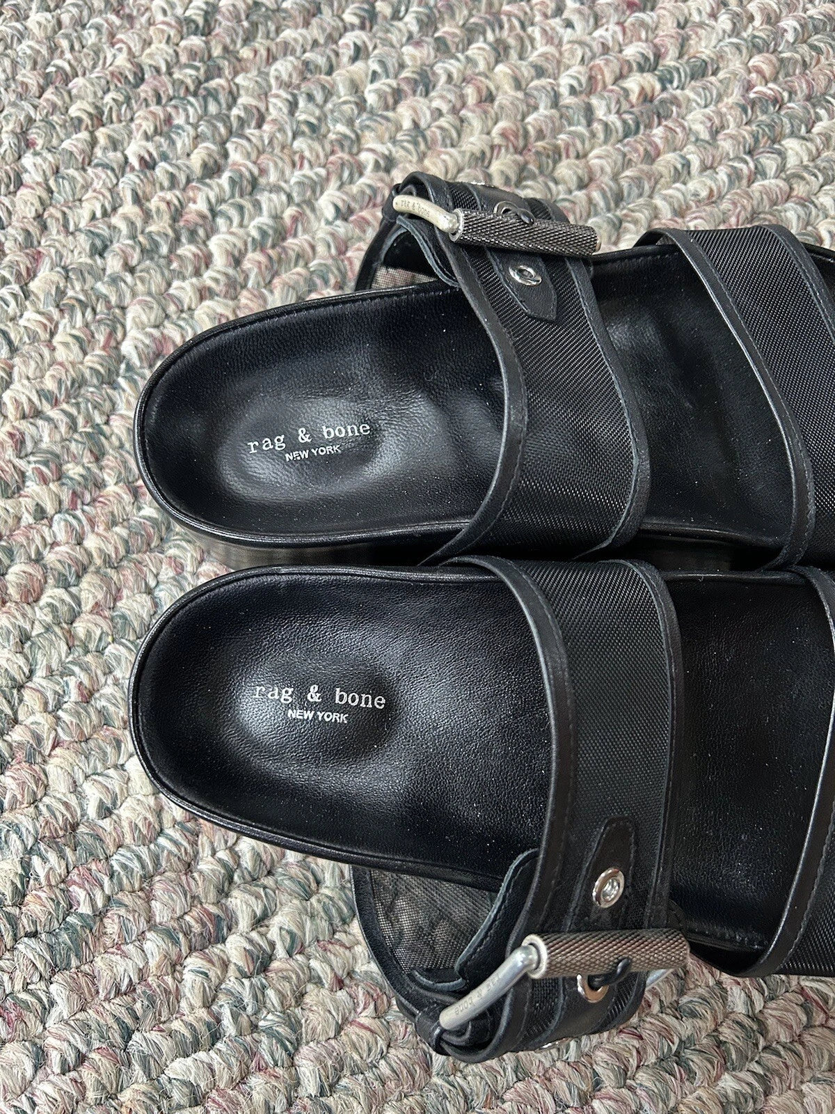 Rag & Bone Evin Mesh & Leather Black Platform Sandals Women’s Size 35